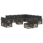 Tuinbankenset poly rattan grijs 14-delig