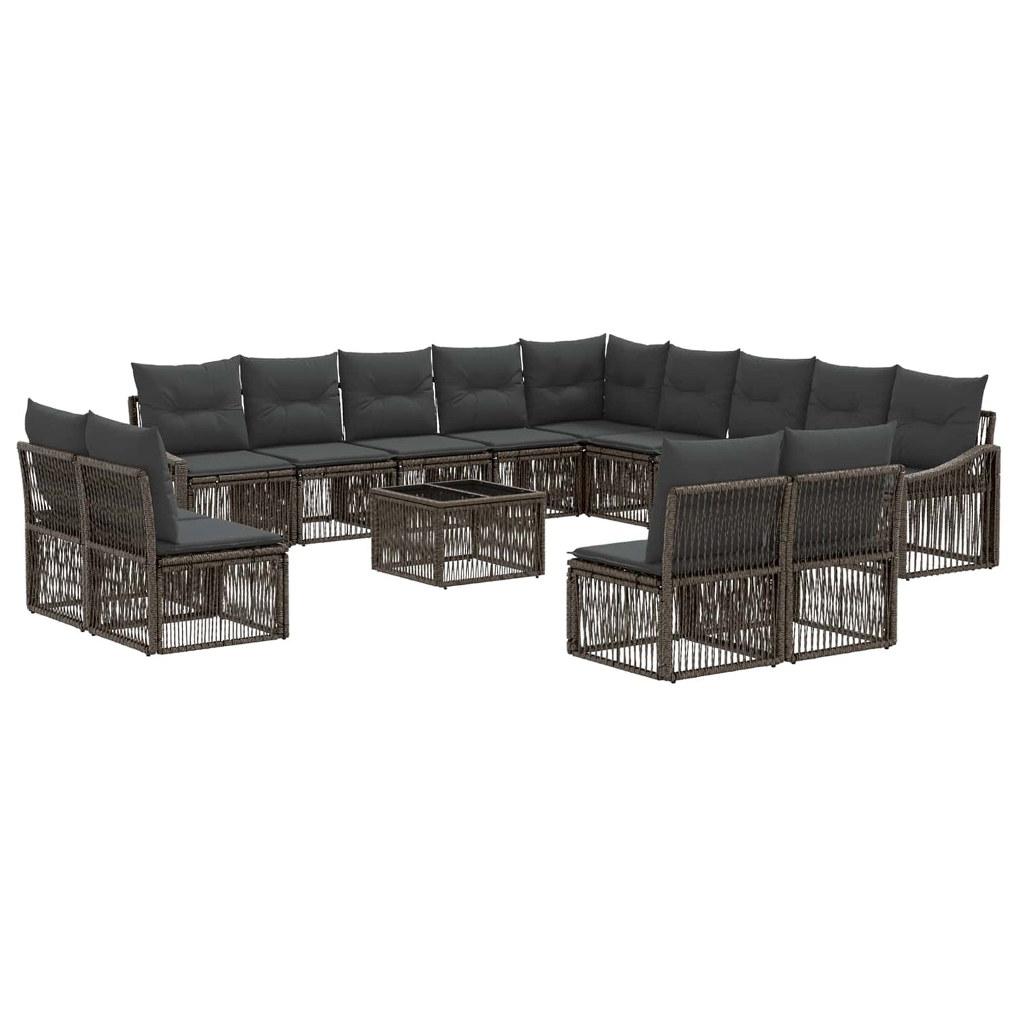 Tuinbankenset 14 pcs Grijs poly rattan