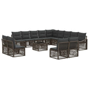 Tuinbankenset poly rattan grijs 14-delig