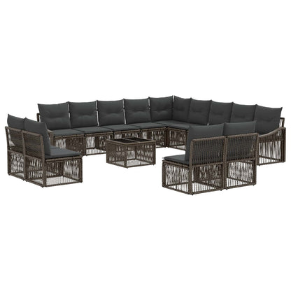 Tuinbankenset 14 pcs Grijs poly rattan