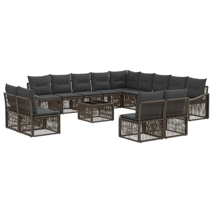 Tuinbankenset 14 pcs Grijs poly rattan