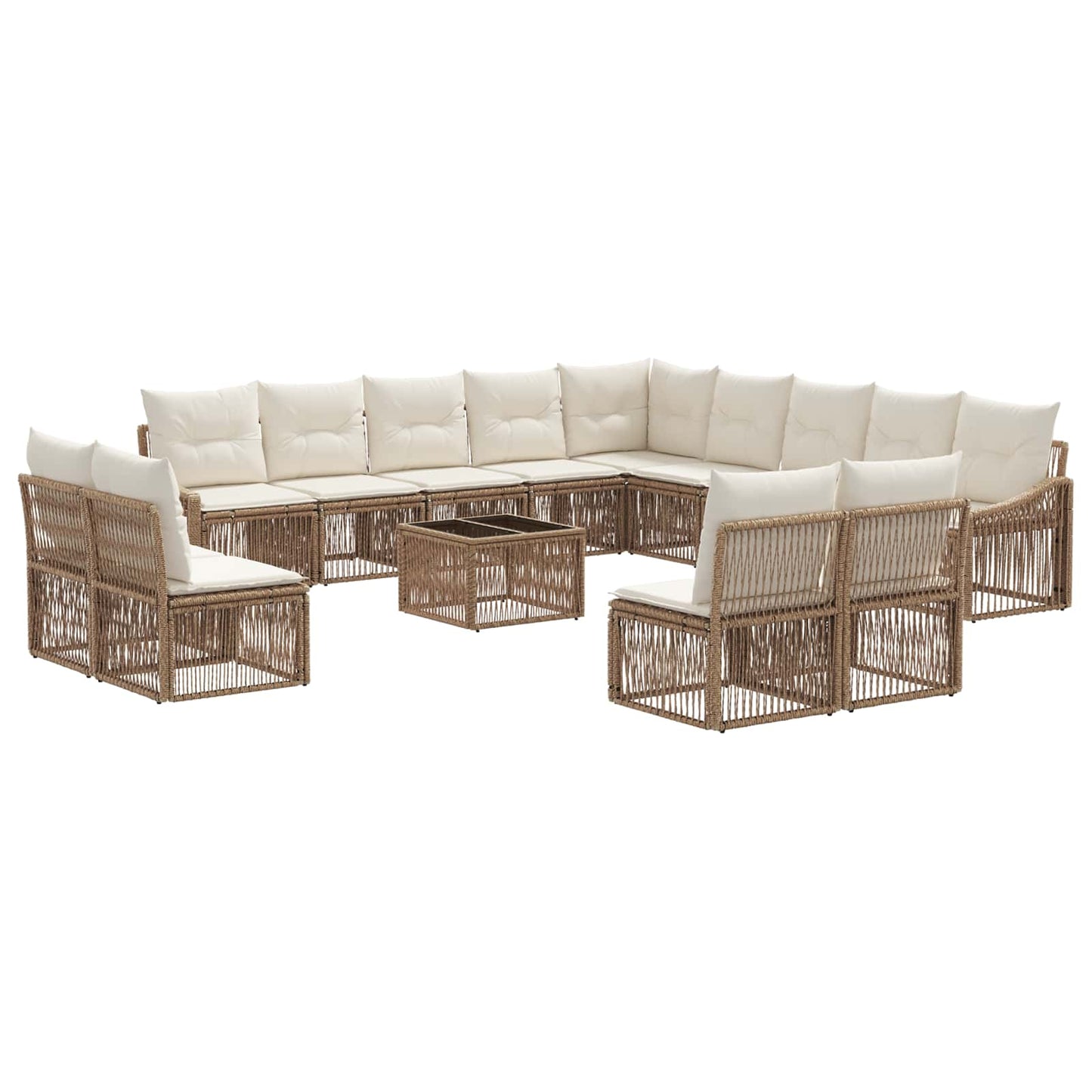 Tuinbankenset 14 pcs Beige poly rattan