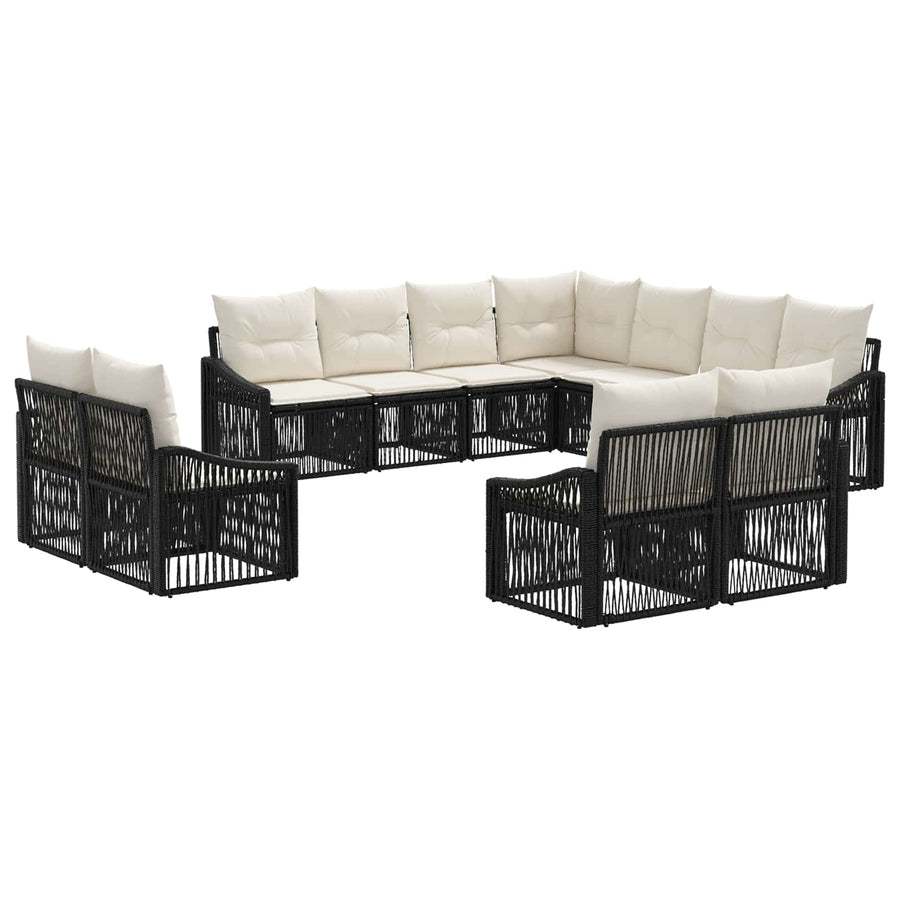 Tuinbankenset 11 pcs Zwart poly rattan