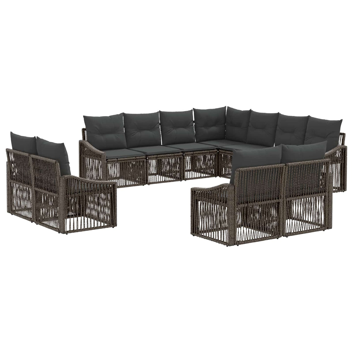 Tuinbankenset 11 pcs Grijs poly rattan