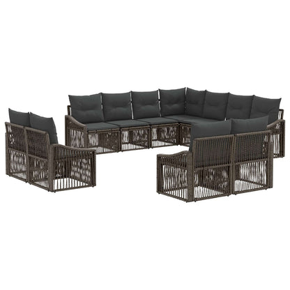 Tuinbankenset 11 pcs Grijs poly rattan