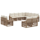 Tuinbankenset poly rattan beige 11 zitplaatsen