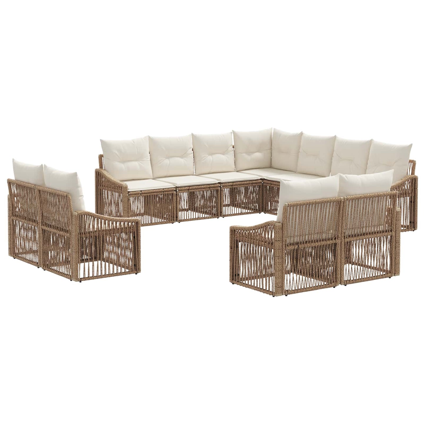 Tuinbankenset 11 pcs Beige poly rattan