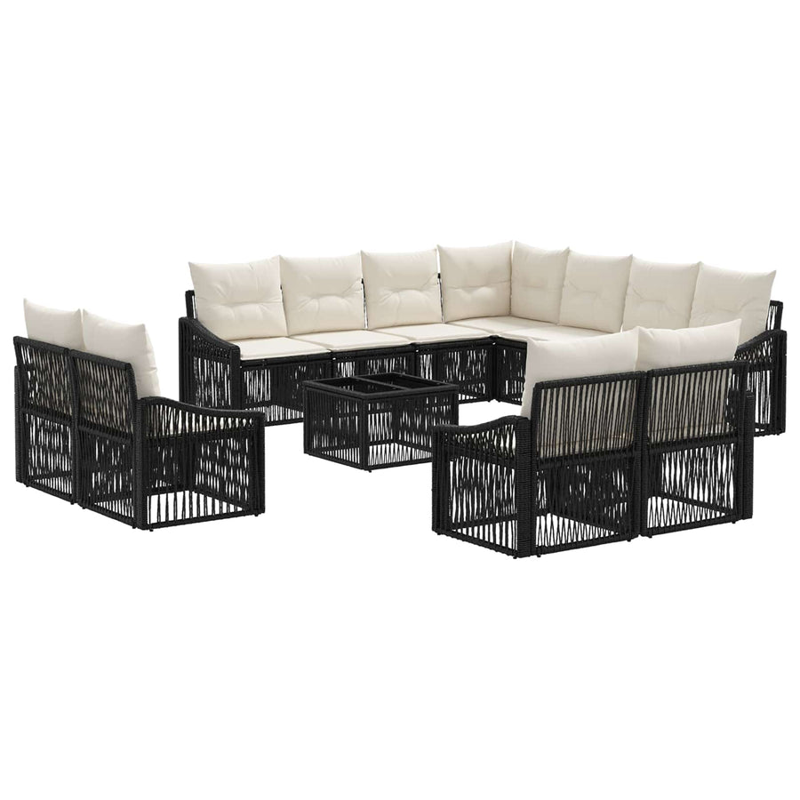 Tuinbankenset 12 pcs Zwart poly rattan