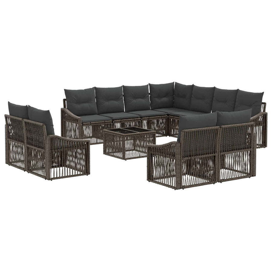 Tuinbankenset 12 pcs Grijs poly rattan