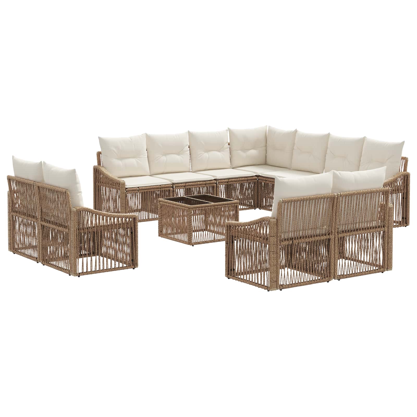 Tuinbankenset 12 pcs Beige poly rattan
