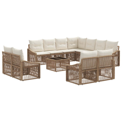 Tuinbankenset 12 pcs Beige poly rattan