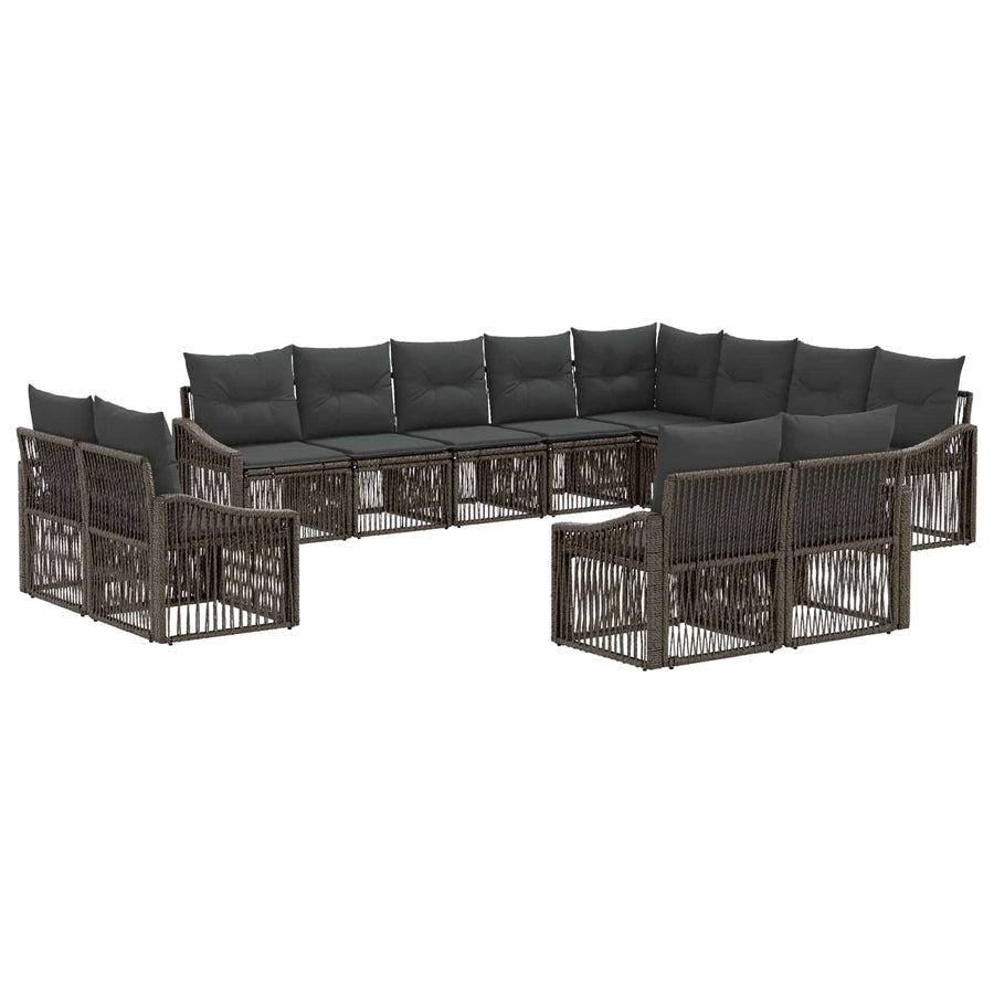 Tuinbankenset 12 pcs Grijs poly rattan
