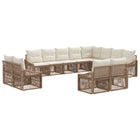 Tuinbankenset 12-delig poly rattan beige
