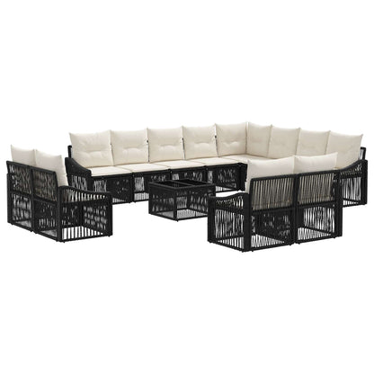 Tuinbankenset 13 pcs Zwart poly rattan