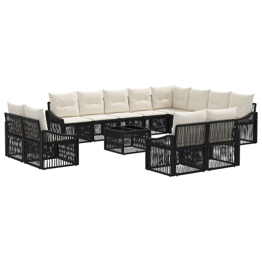 Tuinbankenset 13 pcs Zwart poly rattan