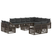 Tuinbankenset poly rattan grijs 13-delig