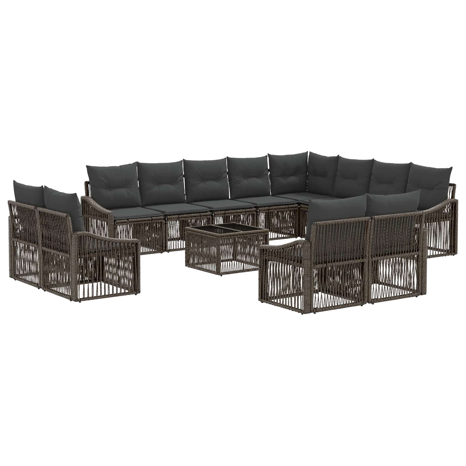 Tuinbankenset 13 pcs Grijs poly rattan