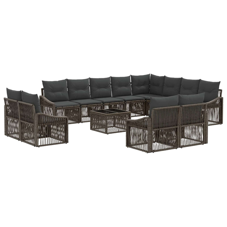 Tuinbankenset 13 pcs Grijs poly rattan