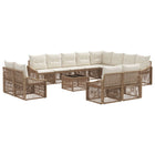 Garden bench set 13 pcs Beige poly rattan