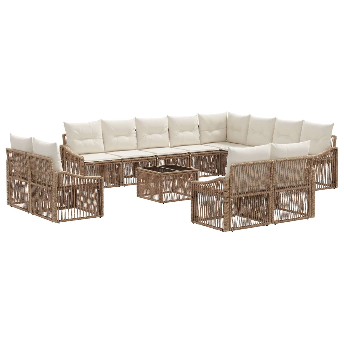 Tuinbankenset 13 pcs Beige poly rattan