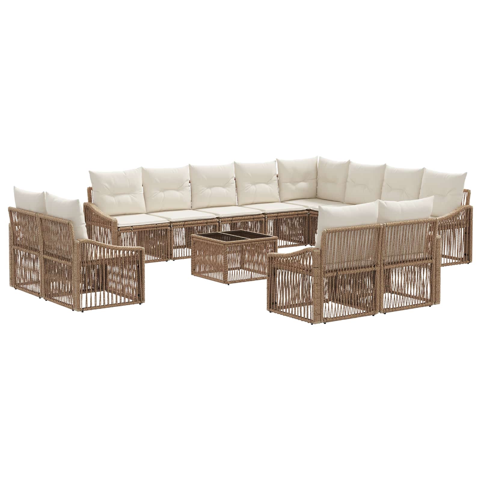 Tuinbankenset 13 pcs Beige poly rattan