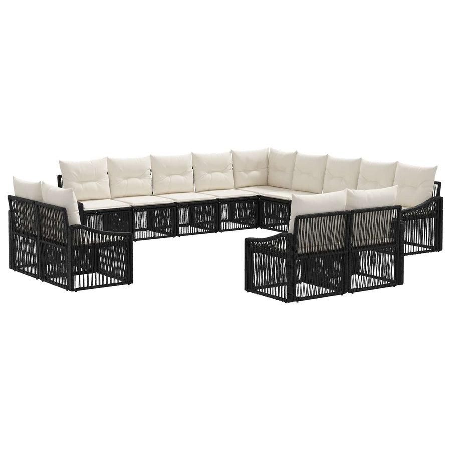 Tuinbankenset 13 pcs Zwart poly rattan