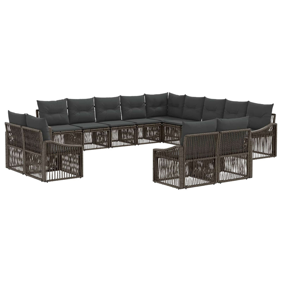 Tuinbankenset 13 pcs Grijs poly rattan
