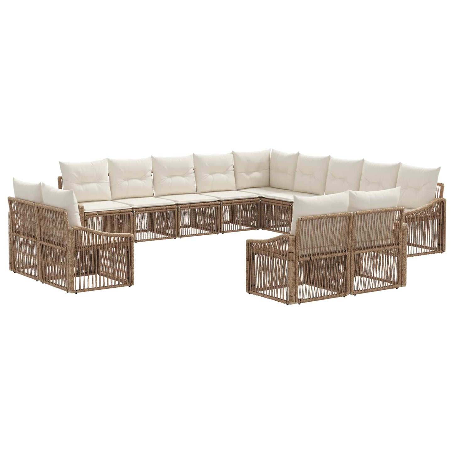 Tuinbankenset 13 pcs Beige poly rattan
