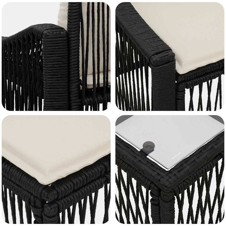 Tuinbankenset 14 pcs Zwart poly rattan