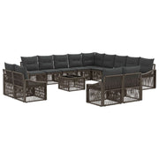Tuinbankenset poly rattan grijs 14-delig