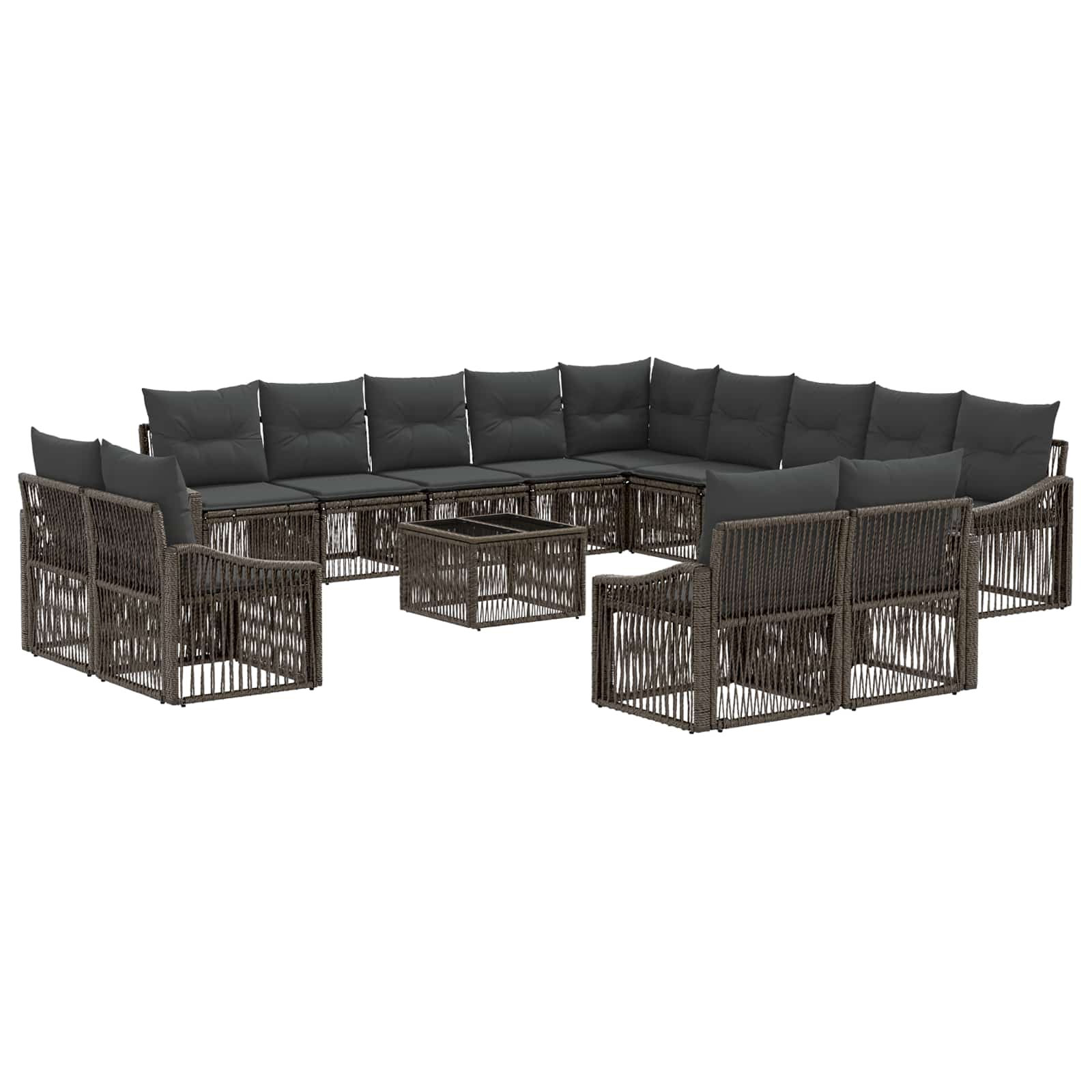 Tuinbankenset 14 pcs Grijs poly rattan