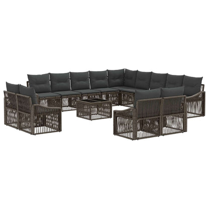 Tuinbankenset 14 pcs Grijs poly rattan