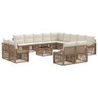 Garden Lounge Set 14 pcs Beige poly rattan