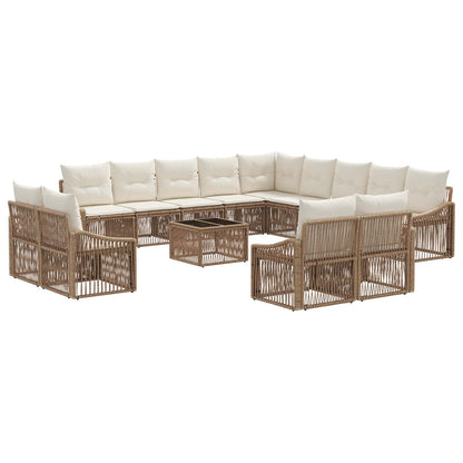 Tuinbankenset 14 pcs Beige poly rattan