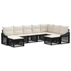 Tuinbankenset poly rattan zwart 9-delig