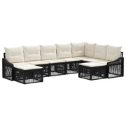 Tuinbankenset poly rattan zwart 9-delig