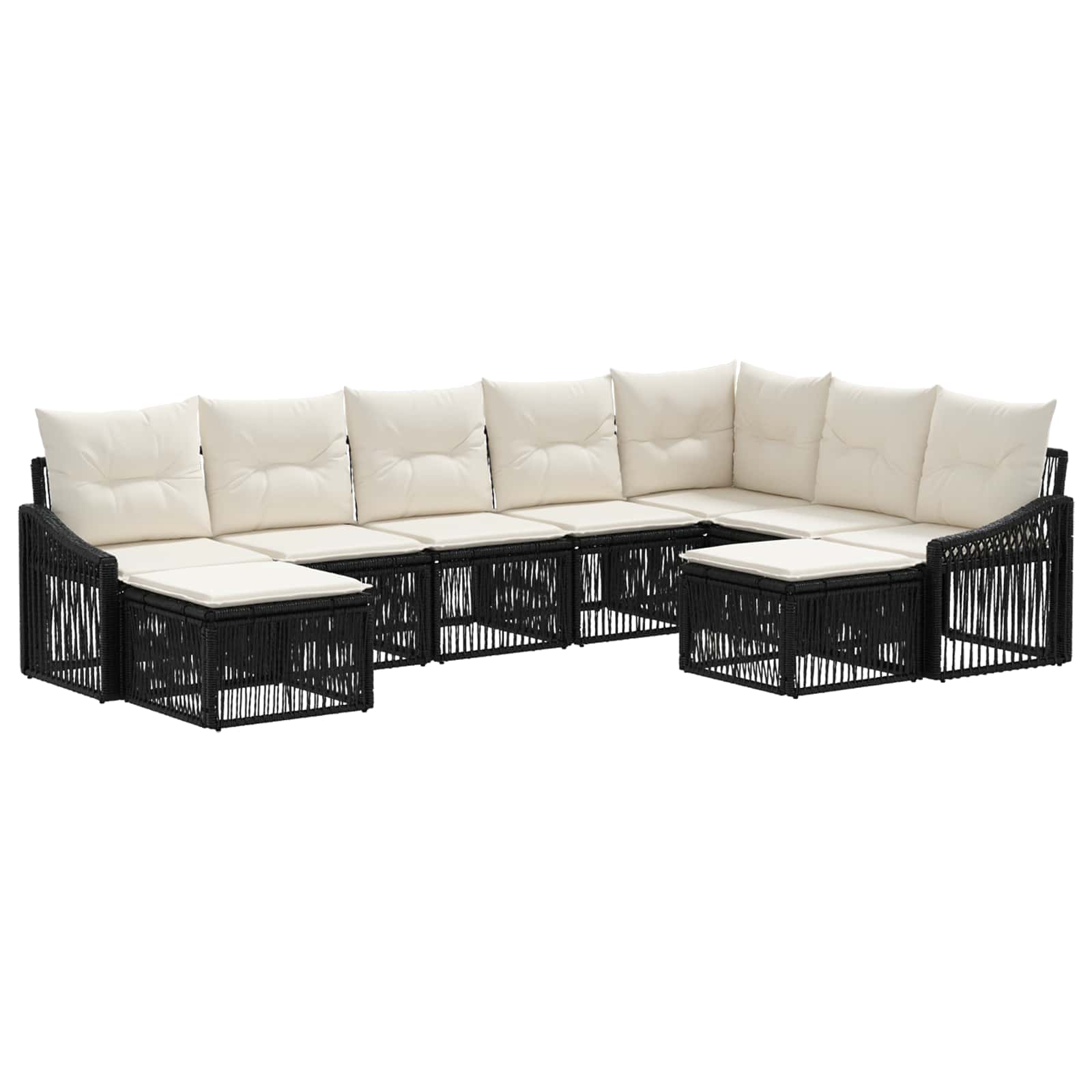 Tuinbankenset 9 pcs Zwart poly rattan