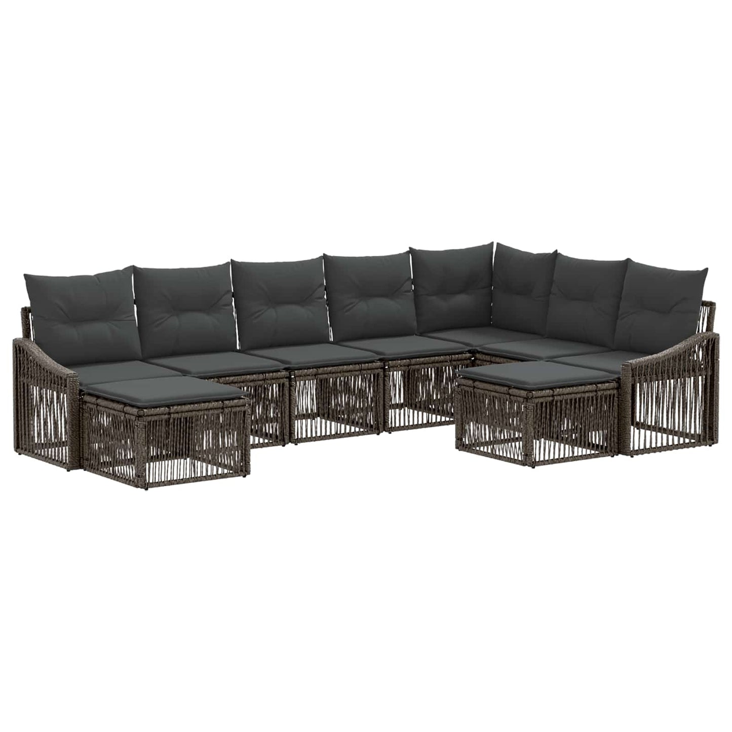 Tuinbankenset 9 pcs Grijs poly rattan
