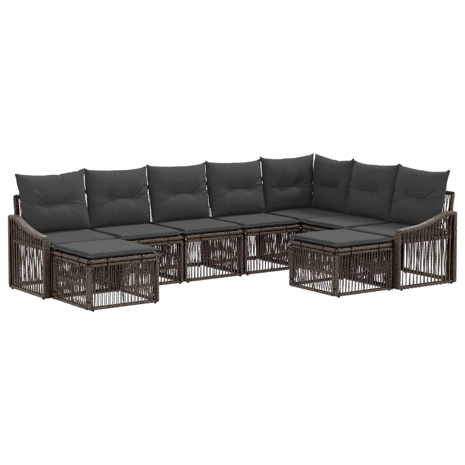 Tuinbankenset 9 pcs Grijs poly rattan