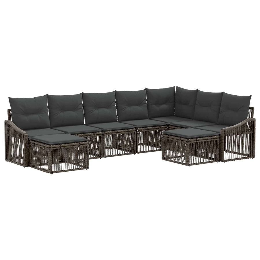 Tuinbankenset 9 pcs Grijs poly rattan