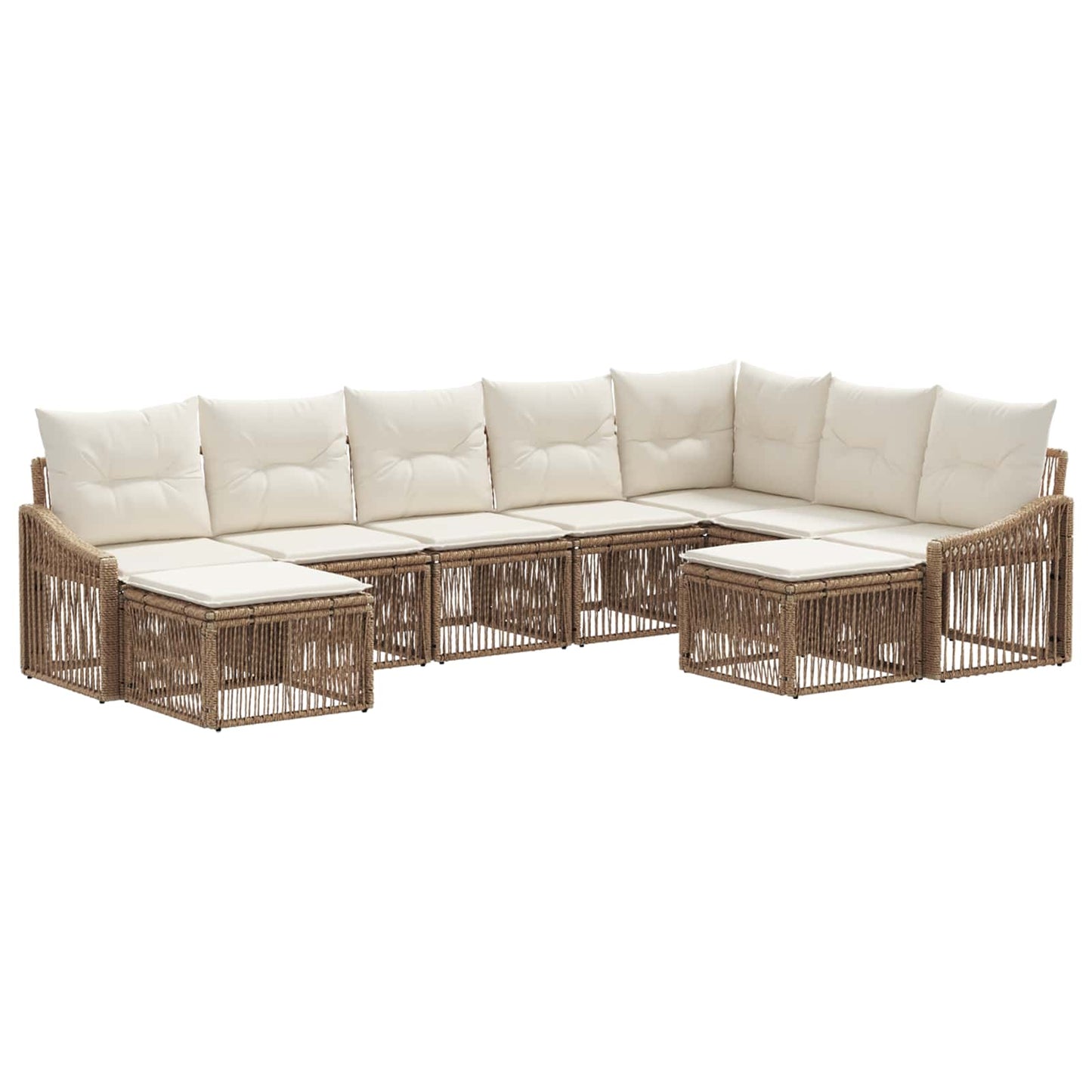 Tuinbankenset 9 pcs Beige poly rattan