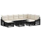 Tuinbankenset poly rattan zwart 9-persoons