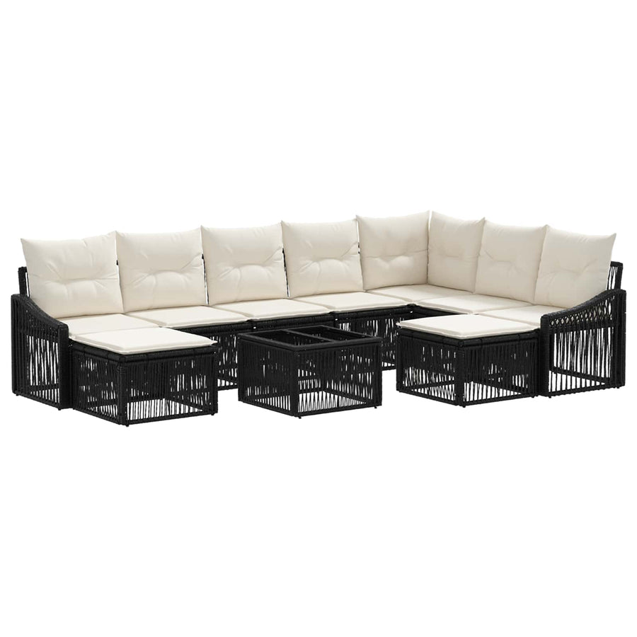 Tuinbankenset 10 pcs Zwart poly rattan
