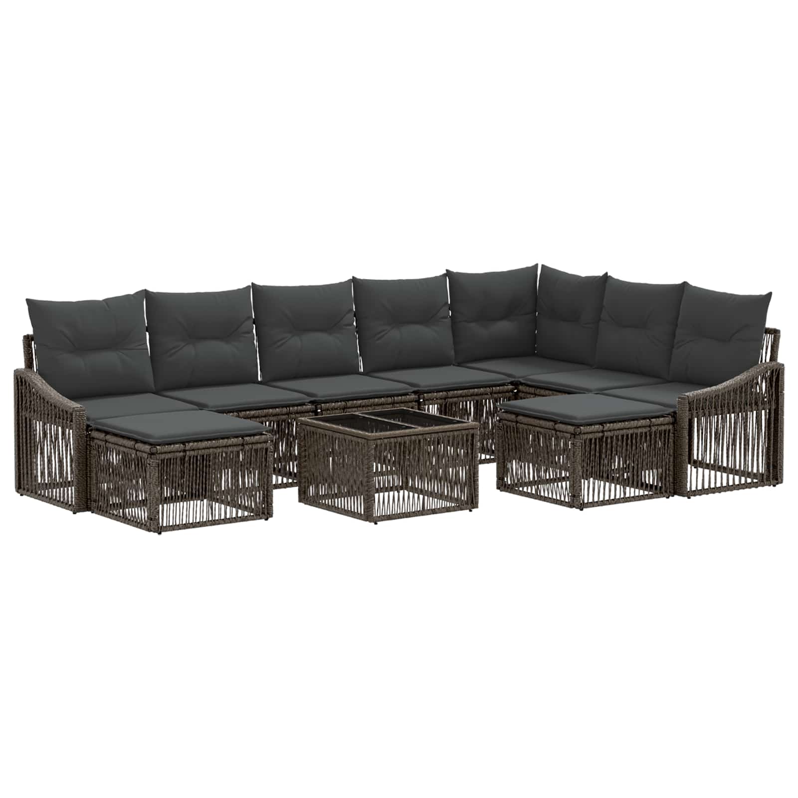 Tuinbankenset 10 pcs Grijs poly rattan