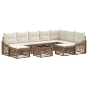 Tuinset poly rattan beige 9-persoons modulair