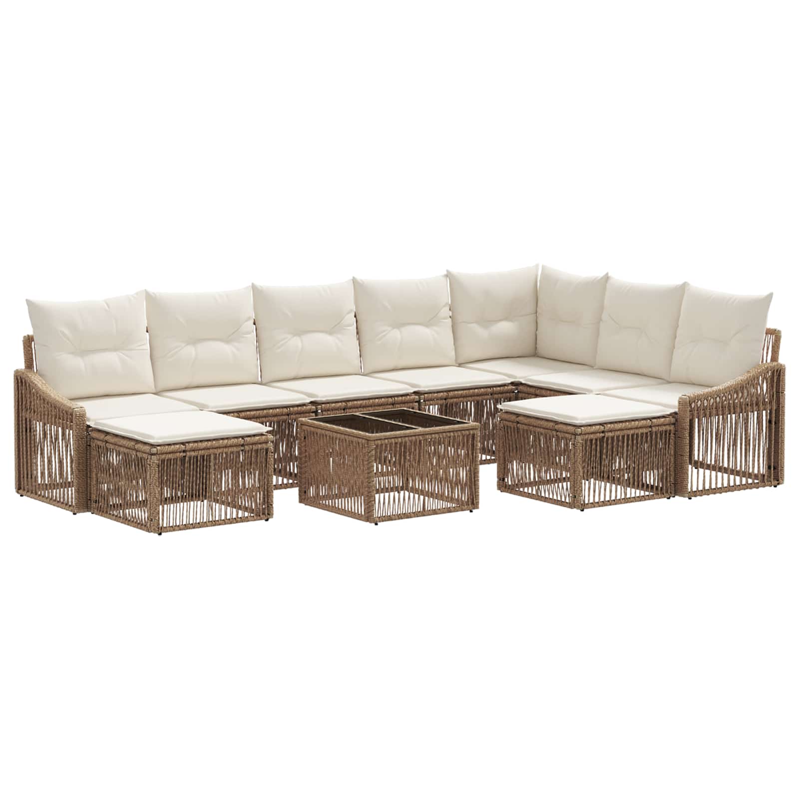 Tuinbankenset 10 pcs Beige poly rattan