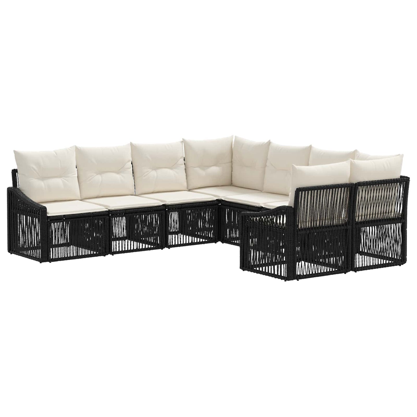 Tuinbankenset 8 st 8-Aantal zitplaatsen Zwart poly rattan