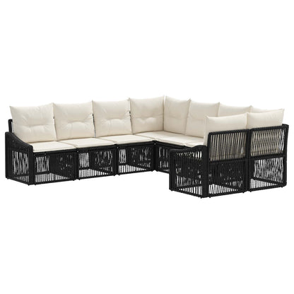 Tuinbankenset 8 st 8-Aantal zitplaatsen Zwart poly rattan