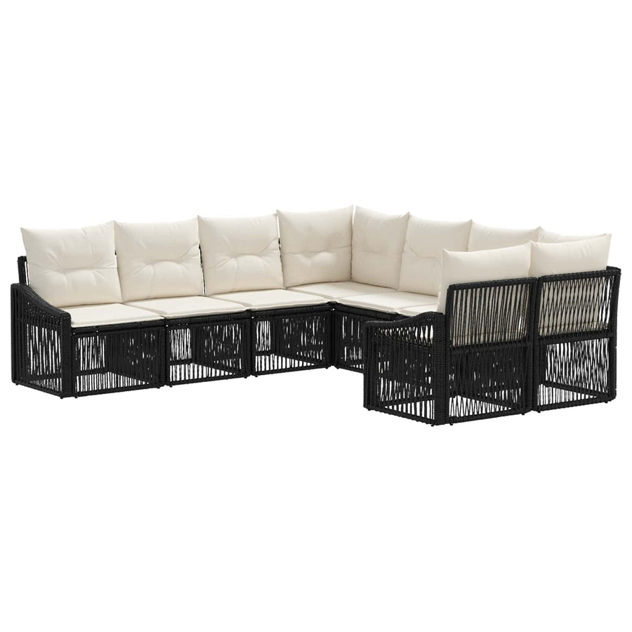 Tuinbankenset 8 st 8-Aantal zitplaatsen Zwart poly rattan