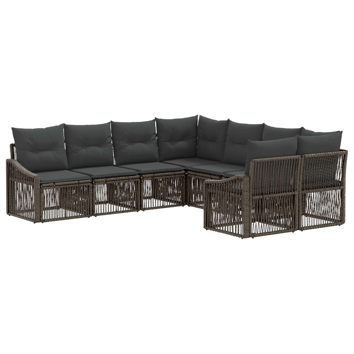 Tuinbankenset 8 st 8-Aantal zitplaatsen Grijs poly rattan